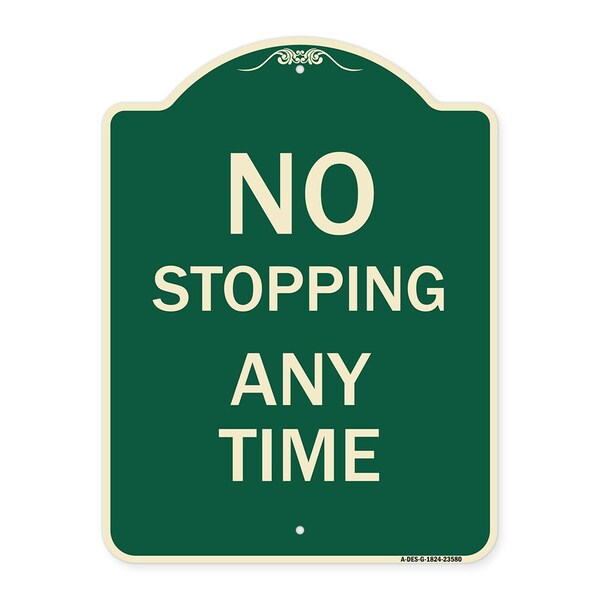 No Stopping Anytime Heavy-Gauge Aluminum Architectural Sign, 24" x 18", G-1824-23580